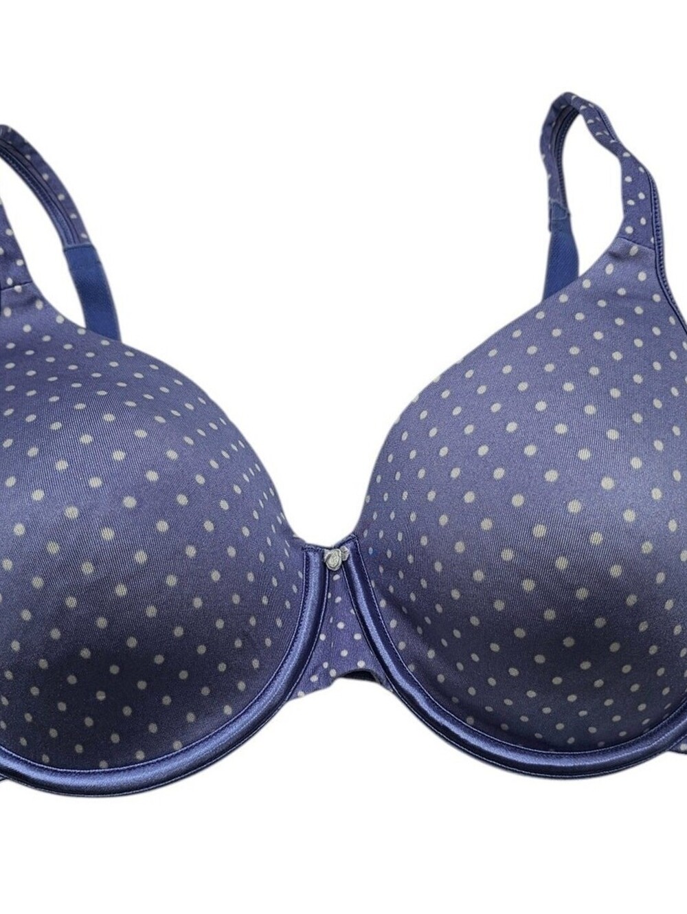 Vintage 1990s Bali Sz 38D Classic T Shirt Bra Light Purple Polka Dot Satin